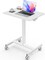 Mobile Small Stading Desk - Sit Stand Desk, Portable Rolling Laptop Desk with Lockable Wheels, Computer Workstations, Adjustable Height, White
